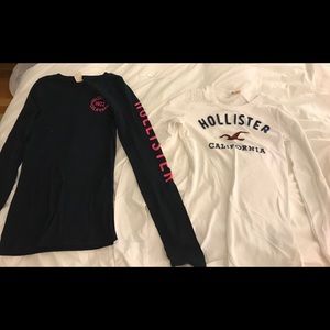 two hollister long sleeve shirts. size XS